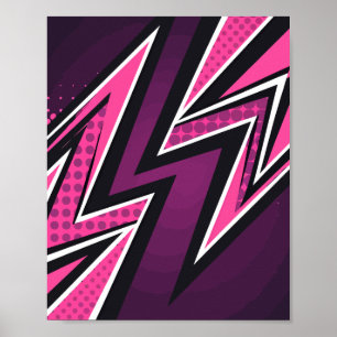 Lebhafter Zigzag in Rosa und Lila Poster