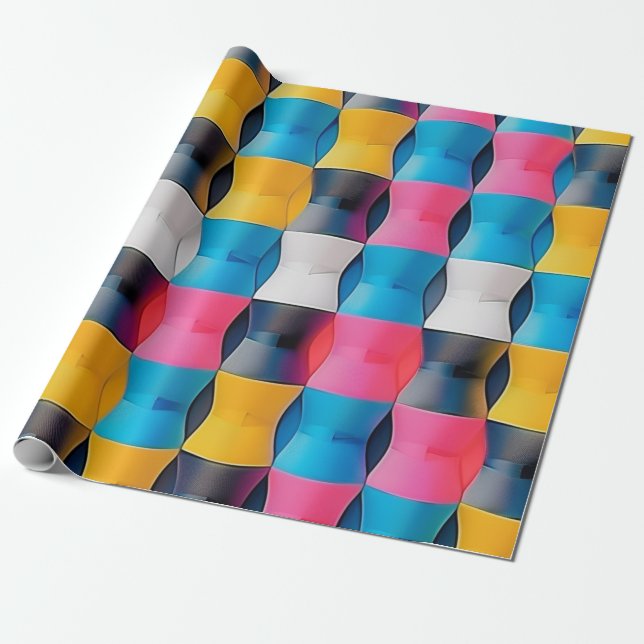 Lebhaftes 3D-Stundenglas Geometrisches Muster Geschenkpapier (Ungerollt)