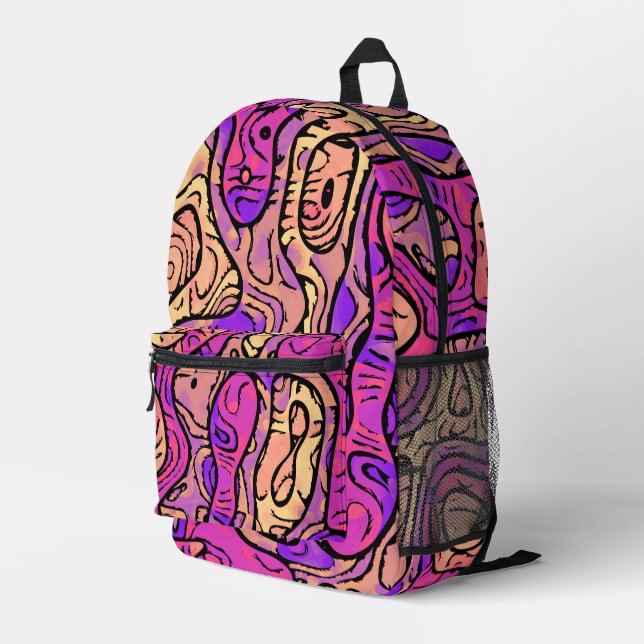 Lebhaftes Abstrakt Bedruckter Rucksack (Rückseitige Ecke Rechts)