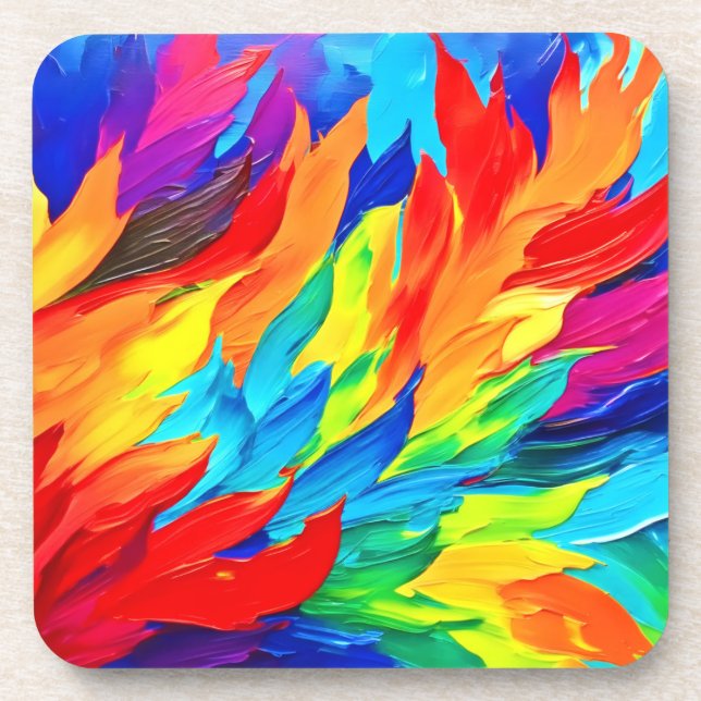 Lebhaftes Abstraktes Ausdrucksbild Getränkeuntersetzer (Vorderseite)