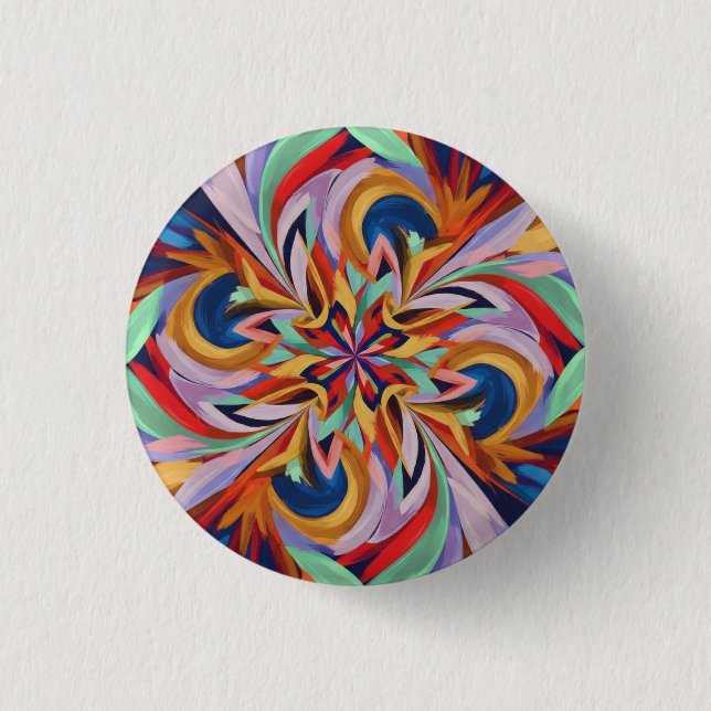 Lebhaftes Abstraktes Bloom - farbenfrohe Wand an W Button (Vorderseite)