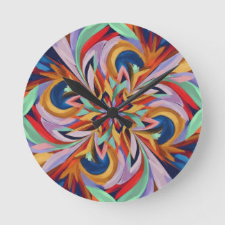 Lebhaftes Abstraktes Bloom - farbenfrohe Wand an W Runde Wanduhr