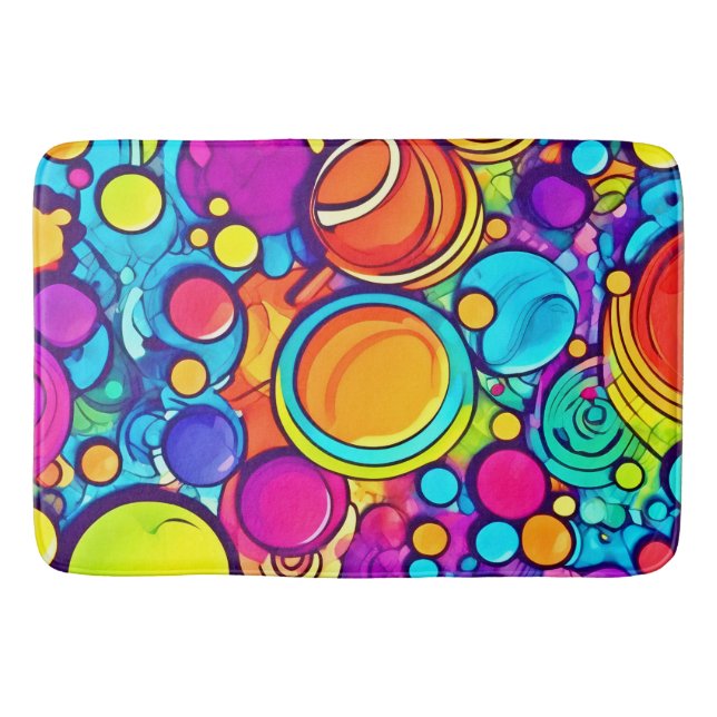 Lebhaftes Abstraktes Bubbles Artwork Badematte (Vorderseite)