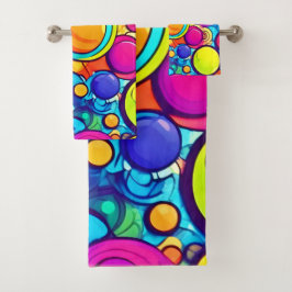 Lebhaftes Abstraktes Bubbles Artwork Badhandtuch Set