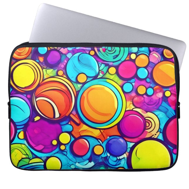 Lebhaftes Abstraktes Bubbles Artwork Laptopschutzhülle (Vorderseite)