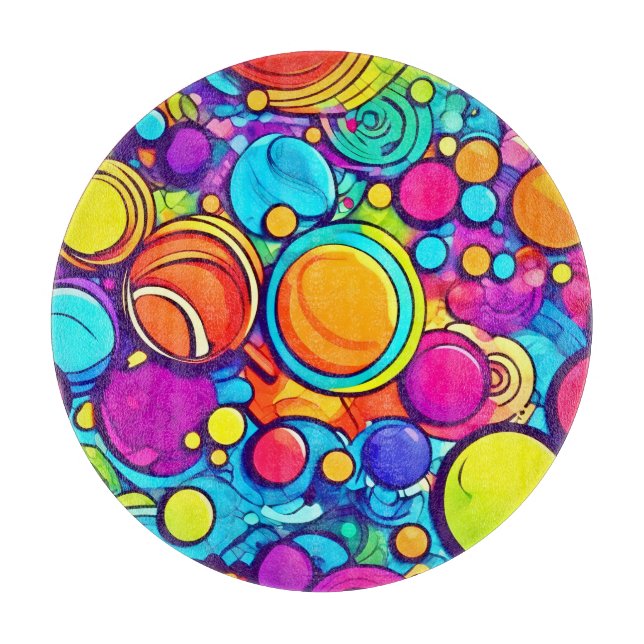 Lebhaftes Abstraktes Bubbles Artwork Schneidebrett (Vorderseite)
