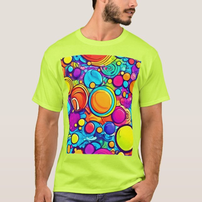 Lebhaftes Abstraktes Bubbles Artwork T-Shirt (Vorderseite)