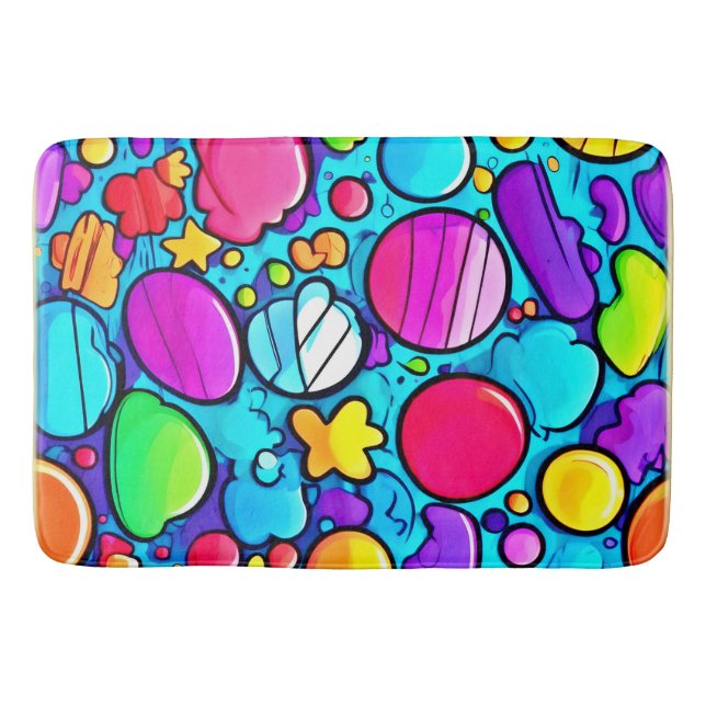 Lebhaftes Abstraktes Candyland Badematte (Vorderseite)