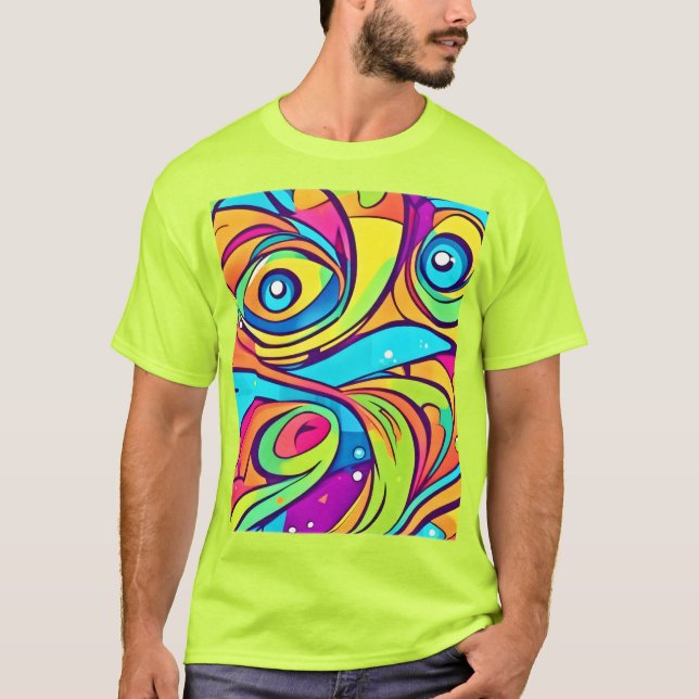 Lebhaftes Abstraktes Design T-Shirt (Vorderseite)