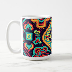 Lebhaftes Abstraktes ethnisches Huichol-Stammmuste Kaffeetasse