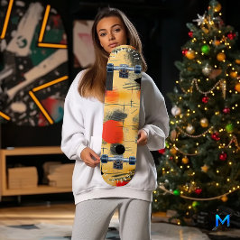 Lebhaftes, Abstraktes, gelbes und rotes Skateboard