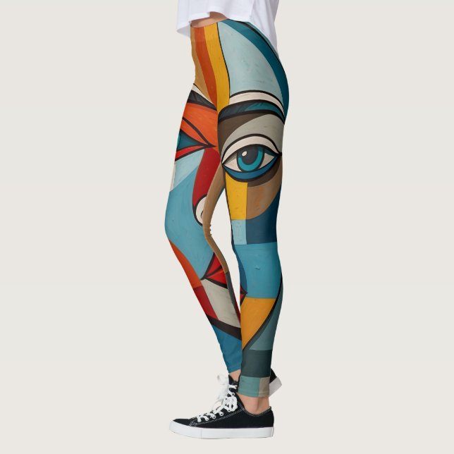 Lebhaftes Abstraktes Gesichtsbild Leggings (Links)
