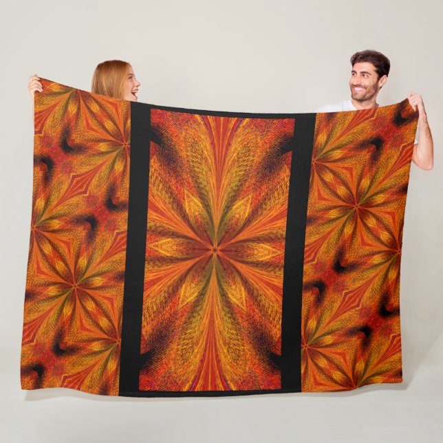 Lebhaftes Abstraktes Golden Daffodil Boho Design Fleecedecke (Beispiel)