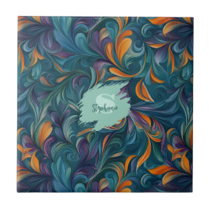 Lebhaftes Abstraktes Paisley-Inspiriert Muster (2) Fliese