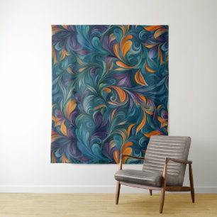 Lebhaftes Abstraktes Paisley-Inspiriert Muster (2) Wandteppich