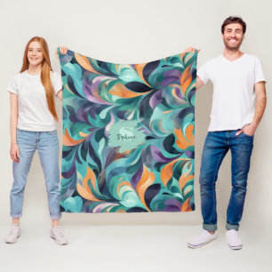 Lebhaftes Abstraktes Paisley-Inspiriert Muster Fleecedecke