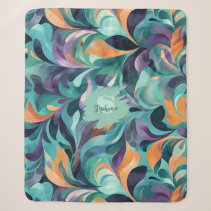 Lebhaftes Abstraktes Paisley-Inspiriert Muster Sherpadecke