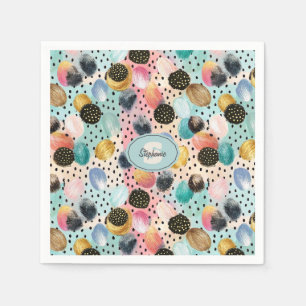Lebhaftes Abstraktes Pinselstrich und Polka Dot Pa Serviette