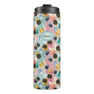 Lebhaftes Abstraktes Pinselstrich und Polka Dot Pa Thermosbecher