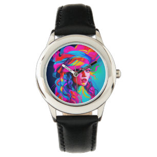 Lebhaftes Abstraktes Portrait Armbanduhr