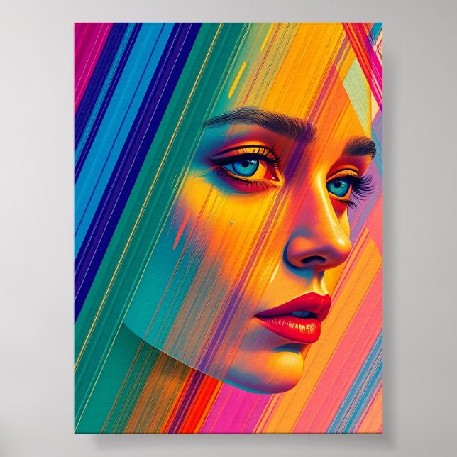 Lebhaftes Abstraktes Portrait einer Frau - Retrato Poster (Vorne)