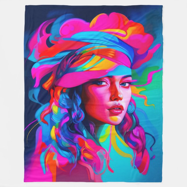 Lebhaftes Abstraktes Portrait Fleecedecke (Vorderseite)