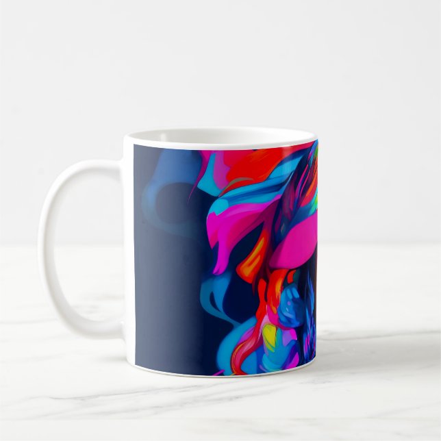 Lebhaftes Abstraktes Portrait Kaffeetasse (Links)