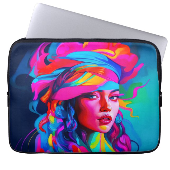 Lebhaftes Abstraktes Portrait Laptopschutzhülle (Vorderseite)