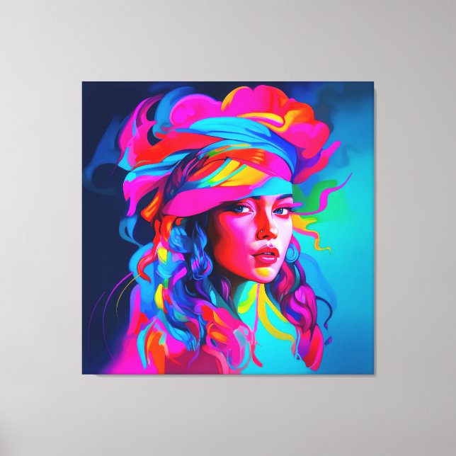 Lebhaftes Abstraktes Portrait Leinwanddruck (Vorderseite)