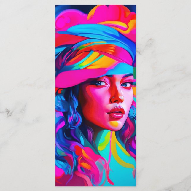 Lebhaftes Abstraktes Portrait-Lesezeichen Menükarte (Vorderseite)