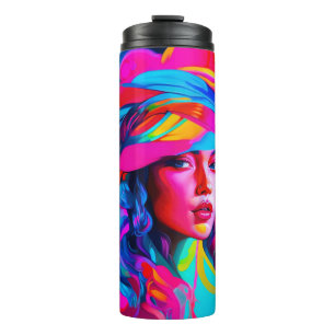 Lebhaftes Abstraktes Portrait Thermosbecher