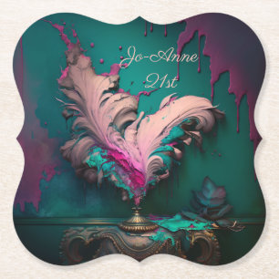 Lebhaftes Abstraktes Rosa und Aquamarin Untersetzer