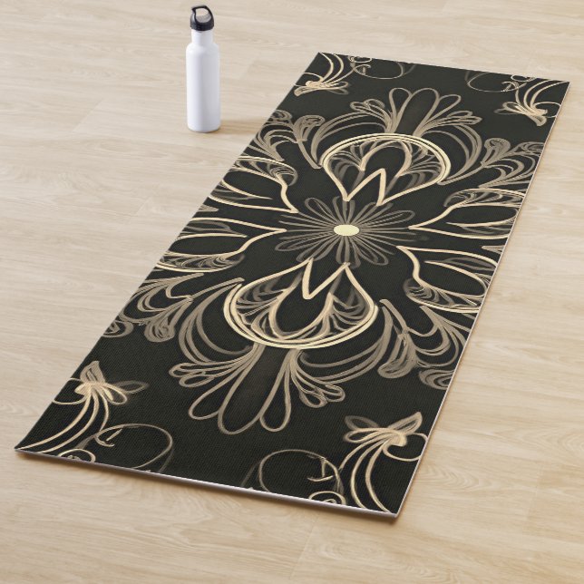 Lebhaftes Abstraktes Schwarz und Gold Yogamatte (Beispiel)