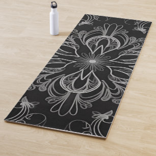 Lebhaftes Abstraktes Schwarz und Grau Yogamatte