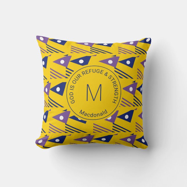 Lebhaftes Afrikanisches geometrisches Monogramm Kissen (Vorderseite)