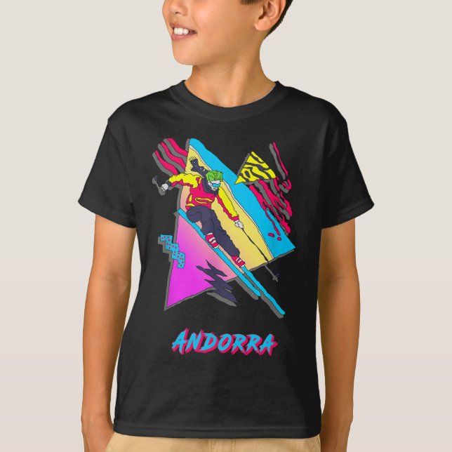 Lebhaftes Andorra Skiabenteuer Grafik T-Shirt (Vorderseite)