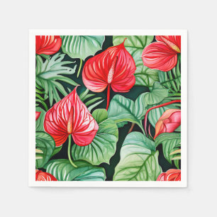 Lebhaftes Anthurium Wasserfarbmuster Serviette