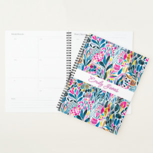 Lebhaftes Aquarellmuster mit Personalisiertem Text Planer