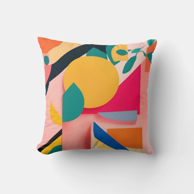 Lebhaftes Bauhaus Geometrisches Blumendesign Kissen (Vorderseite)