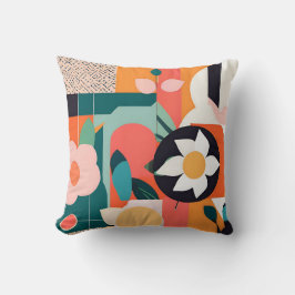 Lebhaftes Bauhaus Geometrisches Blumendesign Kissen