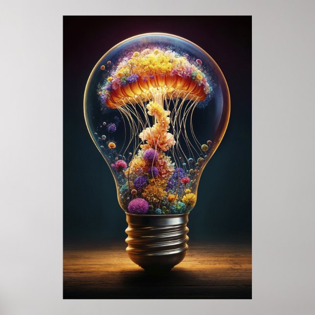 Lebhaftes biolumineszierendes Quallenglühen Poster (Vorne)