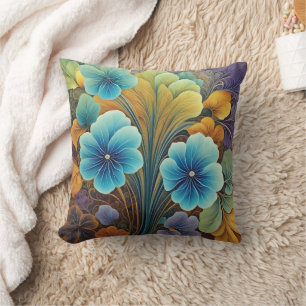 Lebhaftes Blau- und Orangefarbenes Design Kissen