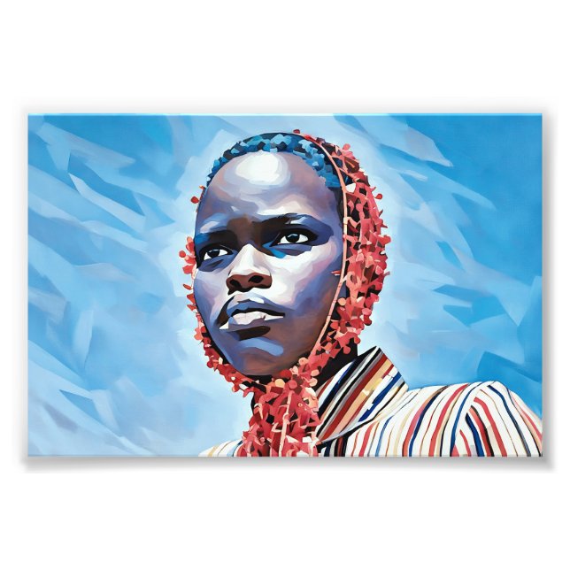 Lebhaftes blaues Portrait Fotodruck (Vorne)