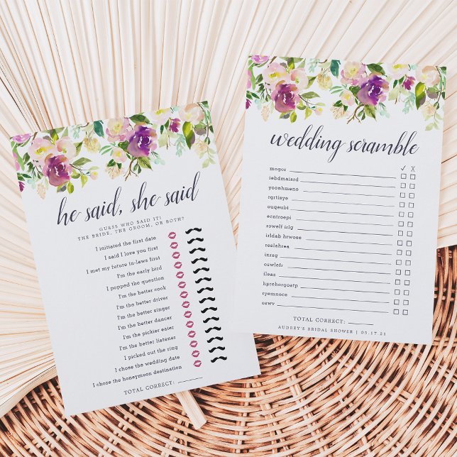 Lebhaftes Bloom-Doppelseitiges Brautparty-Spiel (Von Creator hochgeladen)