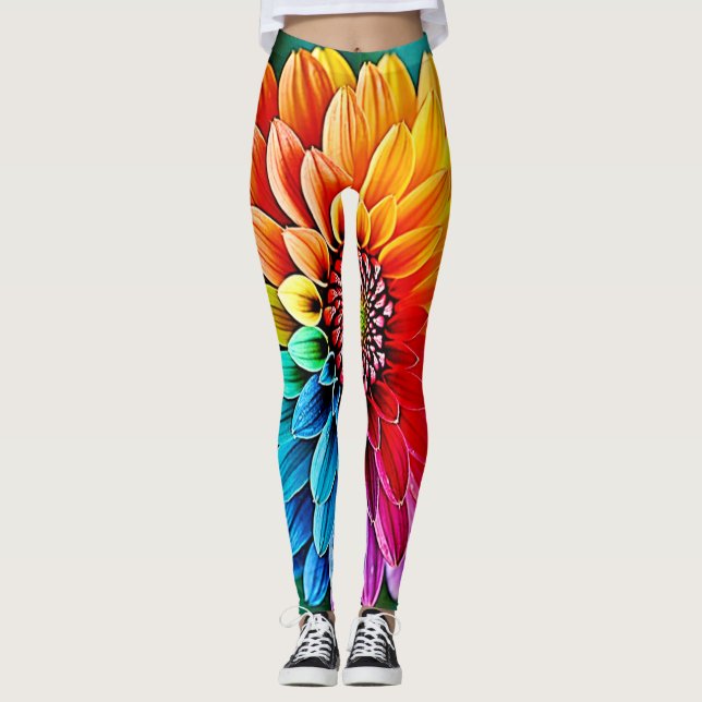 Lebhaftes Bloom of Hope and Joy Design Leggings (Vorderseite)