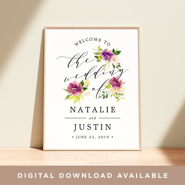 Lebhaftes Bloom Wedding Willkommenszeichen Poster (Von Creator hochgeladen)