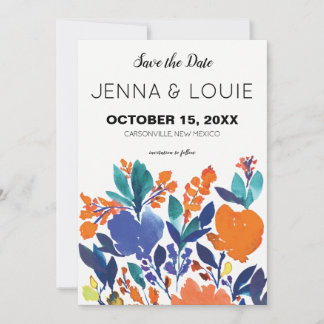 Lebhaftes Blumenblut Save the Date Einladung