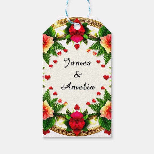 Lebhaftes Blumendesign Geschenkanhänger (Vorderseite)