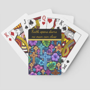 Lebhaftes Blumendesign mit leuchtenden Kreuzen Spielkarten