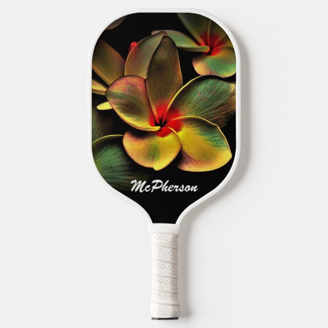 Lebhaftes Blumendesign mit Namen Pickleball Schläger (Vorderseite)